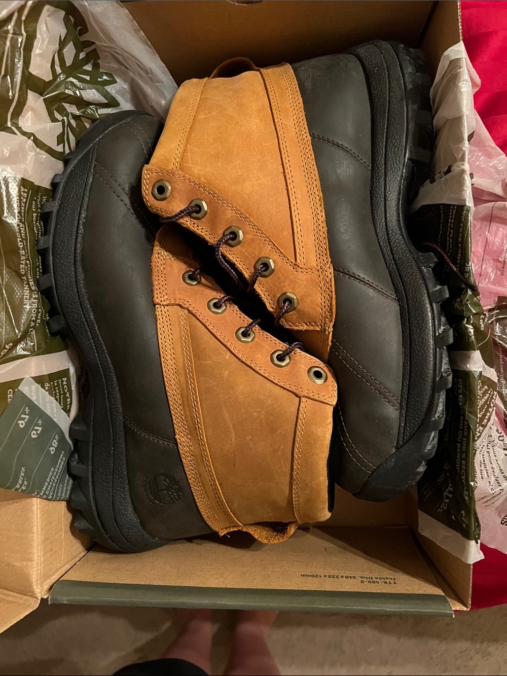 Timberland Men's Brown and Black Lace-Up Work Boots